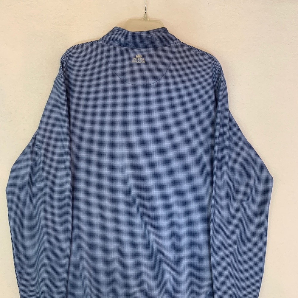 Peter Millar Perth Performance Sweater Men XL Blue Houndstooth 1/4 Zip Pullover - Picture 6 of 11